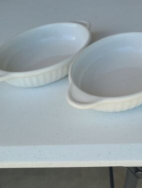White Ceramic Oval Baking Dishes - Set of 2